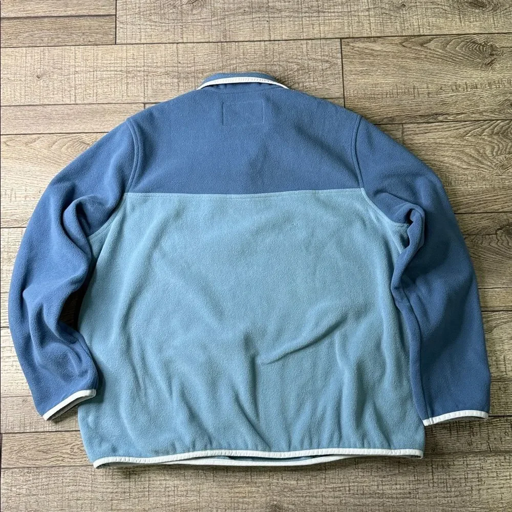 Lands' End Heritage Quarter Snap Two-Tone Blue Fleece Pullover